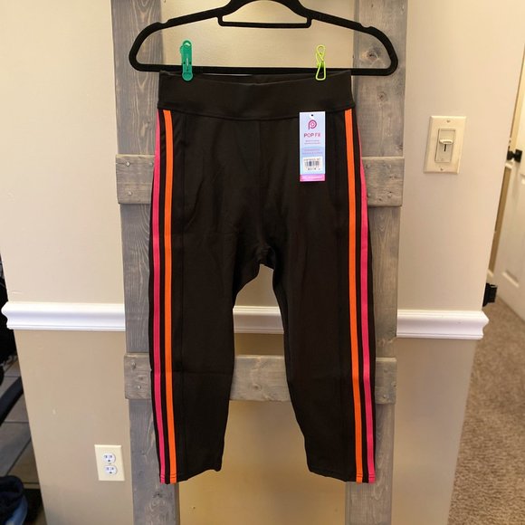 NWT Striped Black Crop Leggings - Picture 1 of 6